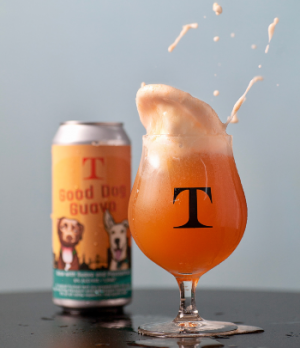 A pup enjoying a tasting tray