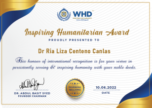 Dr Ria Centeno-Canlas Inspiring Humanitarian Award
