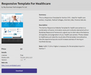 Raybiztech published Healthcare template for Kentico marketplace