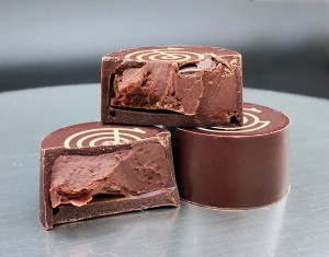 Stellar Truffles have a hard dark chocolate shell and a creamy ganache on the inside