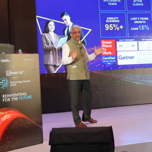 Mr Prateek Garg, Founder & MD, Progressive Infotech addressing the Technology Senate 2022