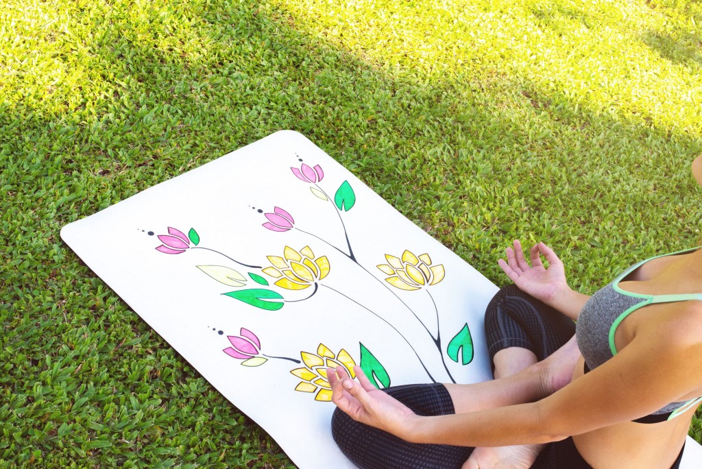 Lotus pose on a personalised DIYogi mat Lotus pose on a personalised DIYogi mat