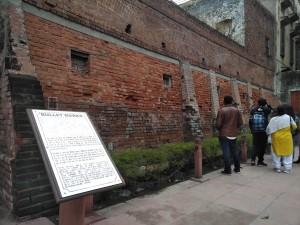 Bullet marks on the compound wall