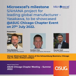 Microexcel to showcase a unique SAP implementation project at the ASUG Chicago Chapter Event on 27th July