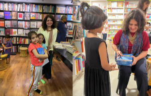 Pervin Saket signing the books at lauch