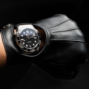 Dents Geneva Gloves as worn on model with watch