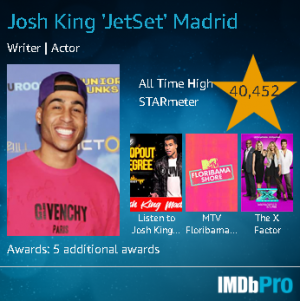 Joshua Madrid Actor Contact Info Agent IMDb Also known as Josh King JetSet Madrid
