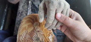 Hands of a child after a day