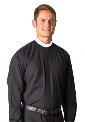 Black Long Sleeve Clergy Shirt
