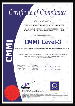 Evince Development is appraised as a CMMi level 3 Certified Software Development Company