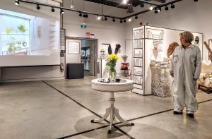 Local art aficionado Sheila Delaney touring UN/making the Frame in the exhibit