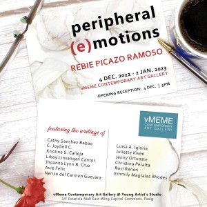 peripheral (e)motions opens on 4 December 2022 at vMeme Contemporary Art Gallery