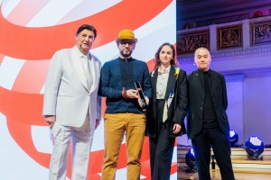 Co-founder of Qubstudio Victor Fedyuk and creative director Lada Leitsius on the stage