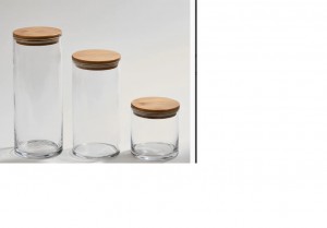 Small Glass Jar with Wood Cover