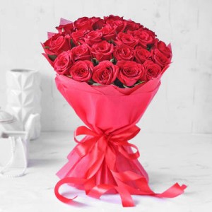 p valentine 25 red roses bouquet 110408 m