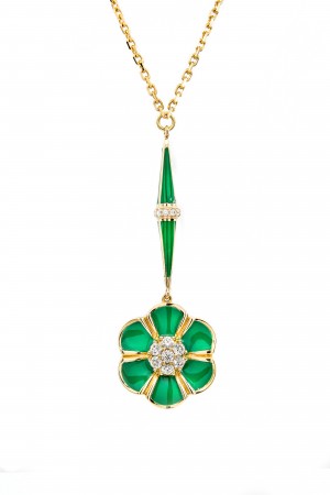 IDORAELLE Queen Pendant La Tige Royal Green Enamel