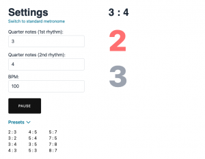 AboutDrumming.com polyrhythmic metronome (2 against 3)