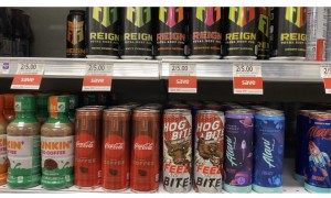HOG BITE Energy Drink on a Grocery Shelf