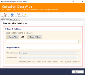 select data wipe option 1