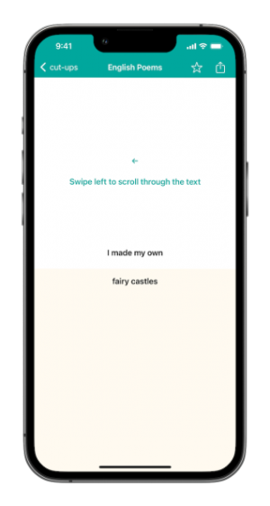Generating new cut-ups by swiping and rearranging text fragments