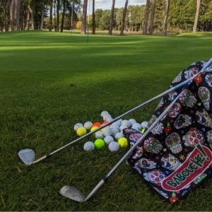 Black Sugar Skull golf towel