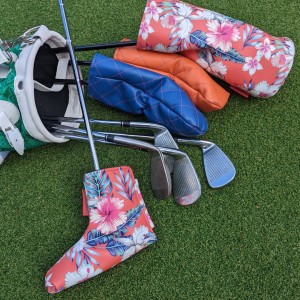 Pink Botanical putter cover and driver head cover