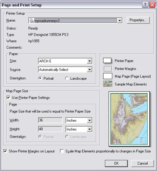 [O-Image] Configuração da página do ArcMap - impressora PostScript