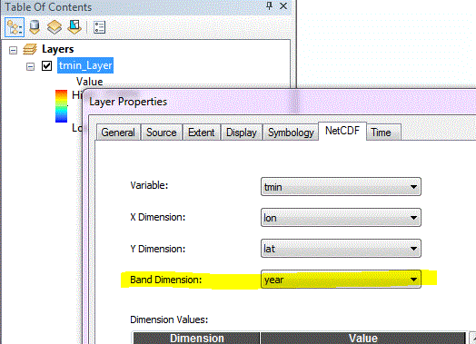 Image showing Band Dimension selected