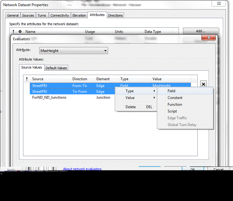 How To Set up a restriction attribute for vehicle height in Network
