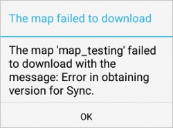 Image of the error message in Collector for ArcGIS (Android)