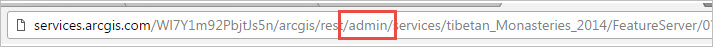 The REST admin page of the feature service