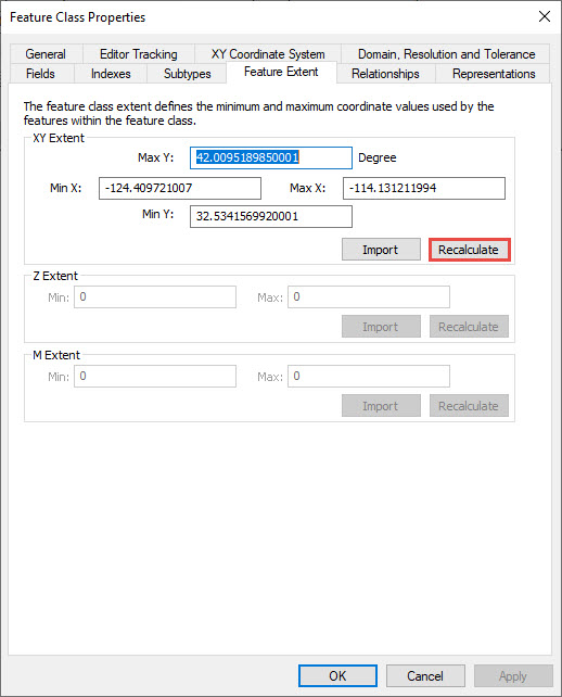 Feature Class Properties window
