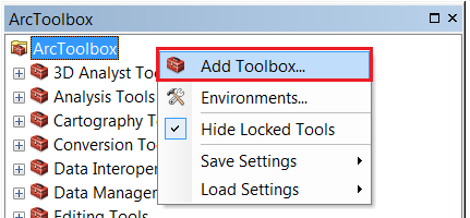 An image of adding a toolbox in ArcToolbox.