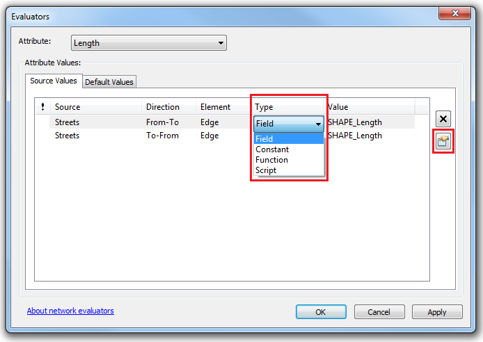 Selecting Field as the source value Type and setting the evaluator properties.