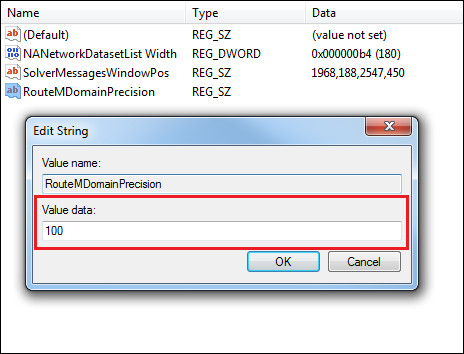 Value Data of the RouteMDomainPrecision string.