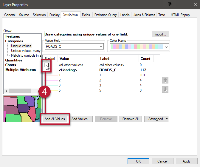 4. Click Add All Values and un-check all other values.