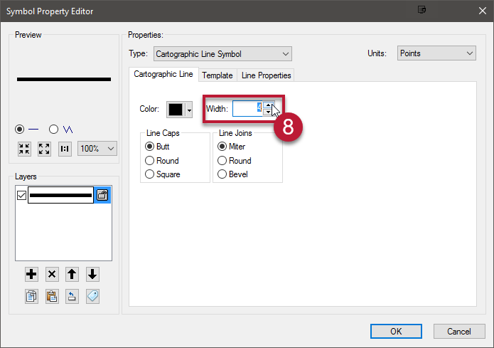 8. Set the width as desired.