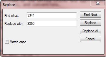 The picture of find and replace window