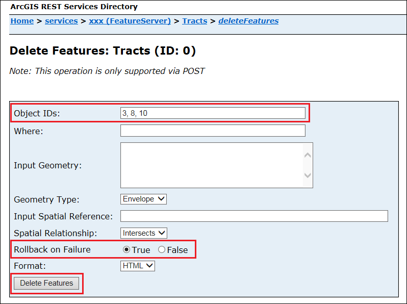 ArcGIS REST Services Directory ページ