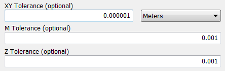 An image of the xy-tolerance, m- and z-tolerance values specified in the Feature Compare window.