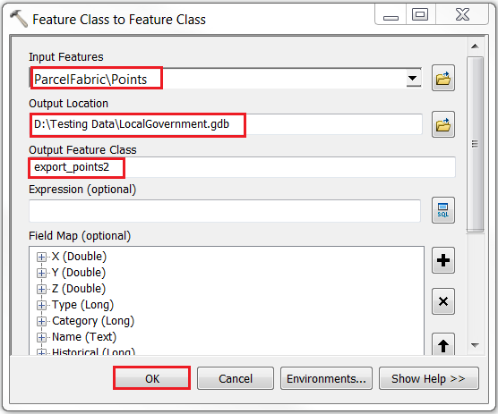 An image of the Feature Class to Feature Class tool dialog box.