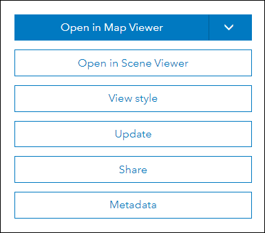 An image of the missing Download style button in the vector tile layer item details page.