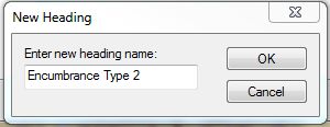 This is the New Heading dialog box.