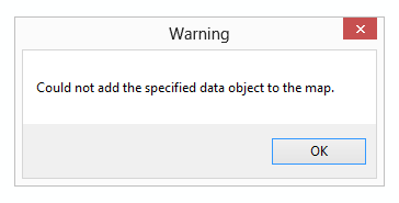 An image of the error returned when opening the mosaic dataset.