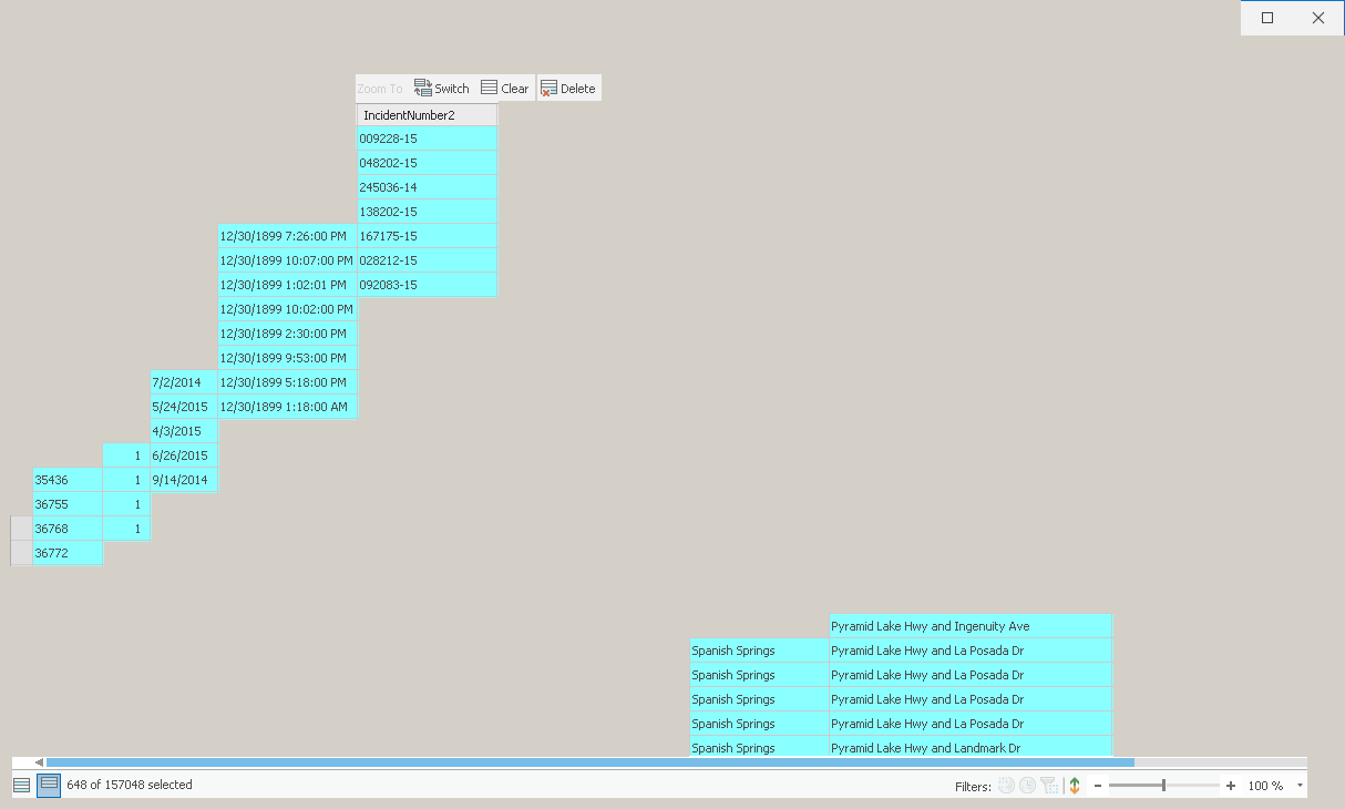 image of a feature table not properly drawn in a secondary monitor.