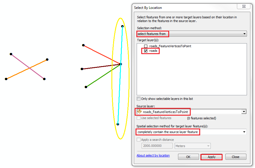 How To Find the intersection between endpoints and an edge in ArcMap