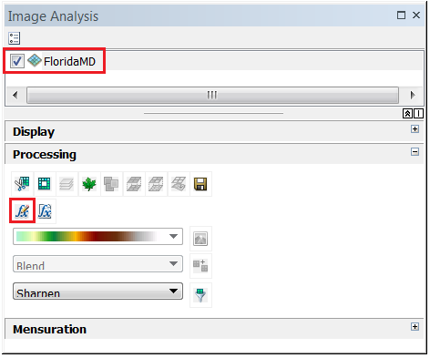 An image of enabling and selecting the raser layer in the Image Analysis window.