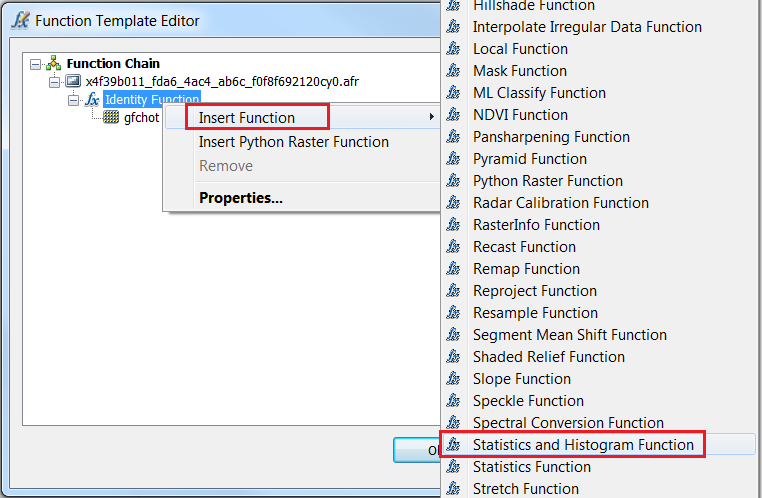 An image of adding the Statistics and Histogram Function in ArcMap.