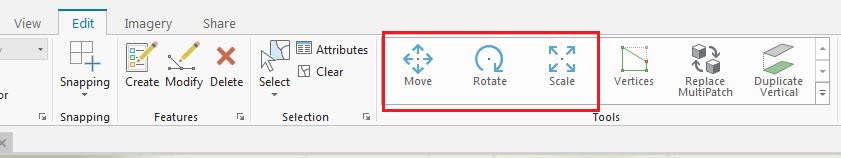 The image of edit tools in ArcGIS Pro Edit pane.