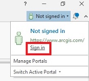 An image of the Sign in option in ArcGIS Pro.